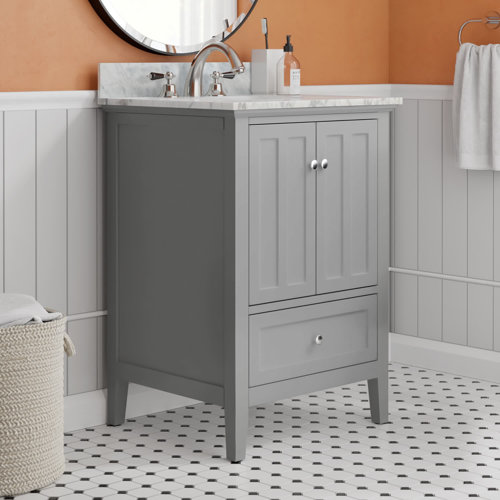Backsplash Included Hardt 25'' Free Standing Single Bathroom Vanity With Marble Top 